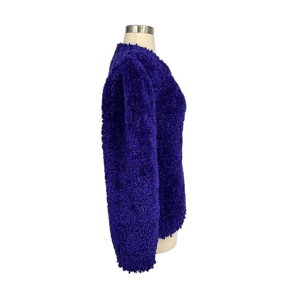 Stella McCartney Furry Textured Knit Crop Jumper EUR Size 46 XL Purple Sweater - Picture 6 of 13
